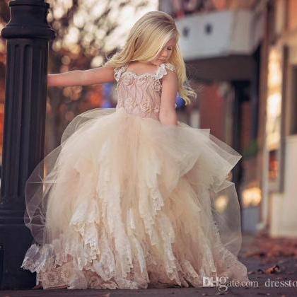 2016 Appliqued Flower Girl Dresses For Weddings..