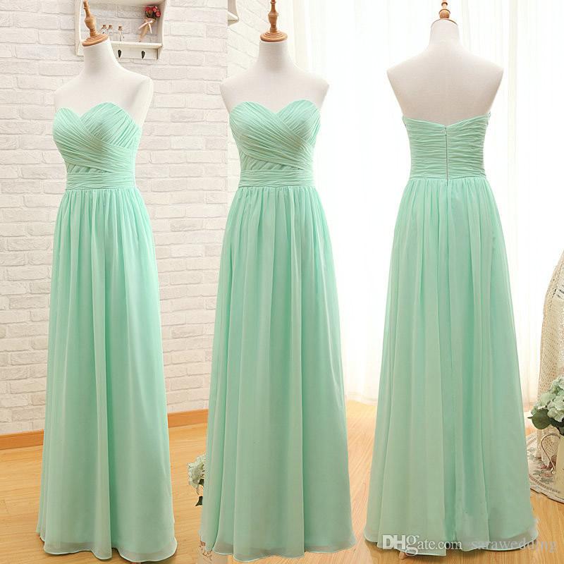 Mint Green Long Chiffon A Line Sweetheart Pleated Bridesmaid Dress 2016 Bridesmaid Dresses On Luulla 8821