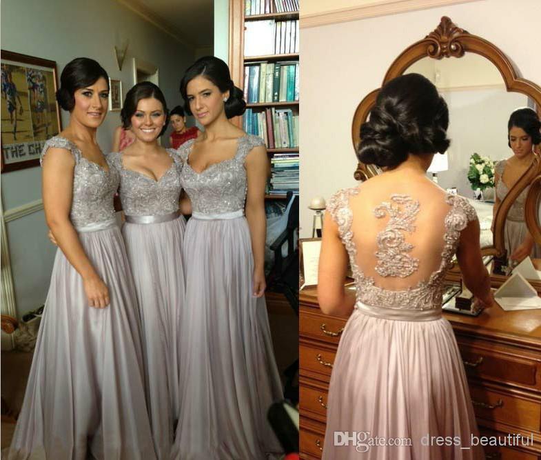 Zuhair Murad V-neck A-line Cap Sleeve Chiffon Lace Beaded  Coral/silver/lavender/purple Bridesmai on Luulla